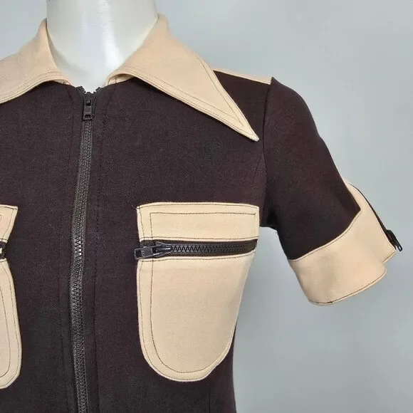 The Hippie Shake Brown Flare Leg Jumpsuit Size 6 - Picture 5 of 12